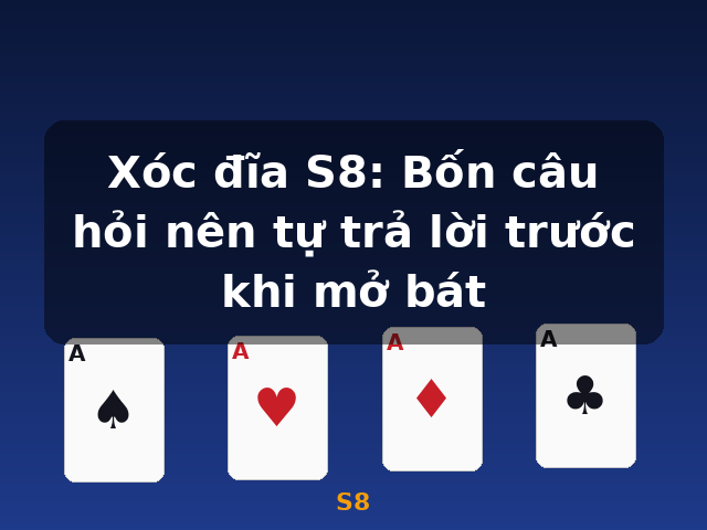 Xóc đĩa S8: Bốn câu hỏi nên tự trả lời trước khi mở bát - S8